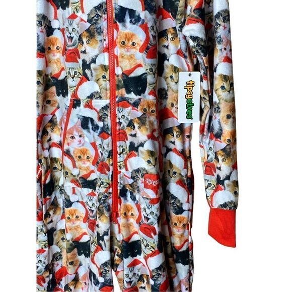 Tipsy Elves Meowy Catmus Unisex Holiday Christmas Jumpsuit One Piece Sz Small - Picture 5 of 7